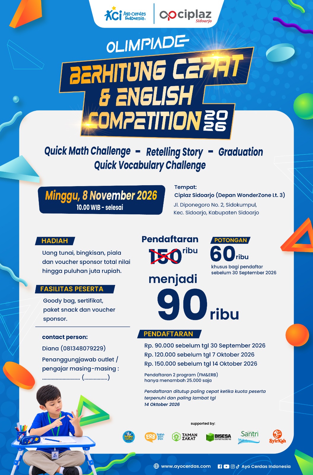 Poster Olimpiade Berhitung Cepat & English Competition 2026